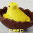A pixelated yellow chick sits in a brown bowl with the word 'PEEP.' displayed below it.