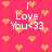 Pixelated pink background with orange hearts and white text reading "I Love You<33" in two identical sections.