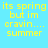 Yellow pixelated text on cyan background with pink rectangular overlays shifting across the phrase "its spring but im cravin... summer".