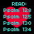 Four identical red heart-shaped icons with cyan text listing Psalms 128, 125, 130, and 134 against a black background.