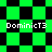 Green and black checkered pattern with pixelated text "DominicT3" repeated across four distinct sections of the image.