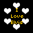 Black background with white heart shapes and yellow text reading "I Love Elvis" in pixelated font.