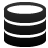Black cylindrical database icon with three horizontal white bands on a light gray background, rendered in pixelated style.
