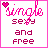 A 3x3 contact sheet of animated AIM buddy icons showing variations of the phrase "single sexy and free" with pink heart symbols, where each frame displays different text styling or animation effects.