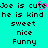 Cyan background with black pixelated text listing positive adjectives, a pink heart partially covering the 'e' in 'cute' on the left side.