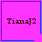 Four identical pink squares with blue borders display "TianaJ2" text; one square has a small blue heart, another a blue asterisk.
