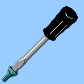 identical screwdrivers with black handles, silver shafts, and teal tips arranged on a light blue background with a gray corner
