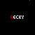 Pixelated text 'BECKY' in various colors with scattered colored dots on a black background, animated