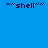 Four identical pixelated icons arranged in a , each displaying "~~shell~~" text above a green circular gradient on a blue background