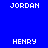 Blue background with white pixelated text 'JORDAN' and 'HENRY' in four quadrants, two of which show a light blue circular gradient overlay.