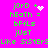 Bright pink background with green pixelated text and animated white heart/particle effects changing between frames.