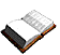 A sequence of 12 pixelated book icons in various open states, showing pages flipping and folding across frames.