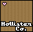 Four identical pixel-art display 'Hollister Co.' text with a heart symbol above it, alternating between pink and black hearts