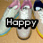 A four- shows a character with pink hair and blue eyes holding hands, displaying text that changes from 'Happy' to 'Birthday' then '2 ME!!!'