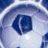 A pixelated soccer ball image with yellow text on blue and gray backgrounds.