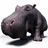 Two pixelated hippopotamus images side-by-side, one plain and one with overlaid text.