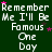 Green background with repeated white text "Remember Me I'll Be Famous One Day" and pink stars, partially obscured by a gray rectangle.