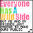 Pixelated text and names on a white background with gray border, featuring multicolored 'Everyone Has A Wild Side' above black-and-white QR code-like pattern.