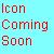 Pixelated text reads 'Icon Coming Soon' in three lines on a light blue background with visible dithering.