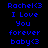 Pixelated text displays 'Rachel<3 I Love You forever baby<3' across three with green highlight changes on individual words