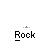 Pixelated character with white head and green-accented body on gray background, paired with skateboard and wheel details, text "Rock" below each instance.