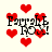 Red heart shapes and black text reading 'FarrakE I'M!' on a light background with pixelated rendering.