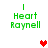 Green text 'I Heart Raynell' appears above a pixelated heart that changes color from red to pink