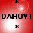 Red background with four identical showing 'DAHOYT' text, white light bursts, and black asterisks in different positions across frames