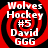 Four identical red and black spiral-patterned icons with white text reading "Wolves Hockey #5 David GGG" arranged in a