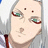 Anime-style character with light gray hair and green eyes on left, red background with white text 'got milk?' on right.