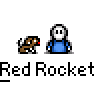 A 4x4 contact sheet of a pixel art animated icon featuring a white stick figure in blue clothing and a brown dog-like creature, with one frame showing speech bubbles containing text.