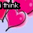 Animated sequence of pink hearts with text overlays on a light purple background, showing changing phrases and symbols.