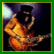 A 2x2 contact sheet of four distinct animated frames featuring a guitarist, text, and color blocks with visible pixelation and dithering effects.