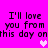 Pixelated text on bright pink background with three white heart symbols, repeated in two