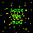 Green text 'Loze For You' on black background with yellow pixelated particles, animated with particle movement.