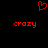 Red pixelated heart symbol above two instances of the word 'crazy' in red text on a black background.