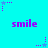 A static image with a cyan background featuring repeated purple 'smile' text and scattered star-shaped pixel clusters in blue, purple, and pink.