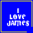 Blue square icon with yellow border displaying "I LOVE JAMES" in white pixelated text, featuring a yellow heart and yellow star in bottom-right corner.