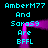 Cyan text on black background with purple animated frame, repeating 'AmberM77 And SaraS9 Are BFFL' in mirrored layout.