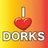 Pixelated static icon featuring a red heart-shaped lollipop on a brown stick against a yellow-to-red gradient background with the text "DORKS" below in blocky white letters.