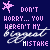 Dark blue background with pink and white text reading "DON'T WORRY... YOU WEREN'T MY BIGGEST MISTAKE" and "JUST MY GREATEST LEARNING EXPERIENCE" surrounded by small pink star shapes.