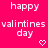 Pixelated text and heart symbols on a bright pink background with repeated 'happy valintines day' phrases.