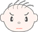 Two pixelated cartoon faces with light skin, dark hair strands, and black eyes; one face has a straight mouth while the other shows a downturned mouth.