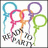 Pixelated icon with overlapping colorful speech bubbles and abstract text fragments on white background.