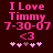 Pixelated pink text on dark red background reads "I Love Timmy 7-30-07 <3" with five pink and purple asterisks below.