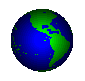 25 circular Earth globes with green landmasses and blue oceans, each showing a different continental view from a rotating perspective