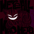 Dark red background with repeated text overlays and three white curved shapes resembling stylized eyes or smiles in different positions.