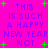 Bright pink background with purple text repeating 'THIS IS SUCH A HAPPY NEW YEAR NOT' and scattered green plus signs.