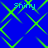 Blue background with green diamond-shaped lines forming a repeating pattern and the word 'Shiny' in light blue text at four corners.