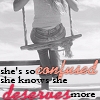 A grayscale image of a person on a swing with overlaid text in black, orange, and red fonts.